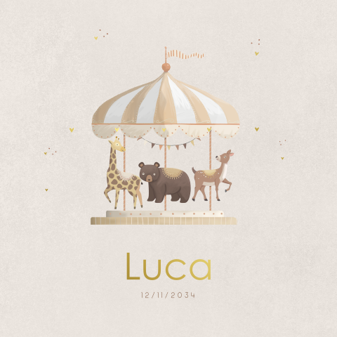 Beige kraamborrelkaartje met draaimolen