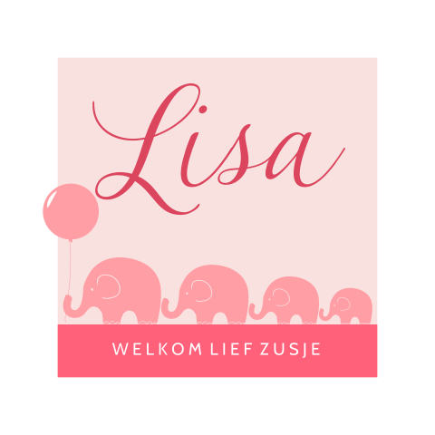 Geboortekaartje met silhouetten van olifanten