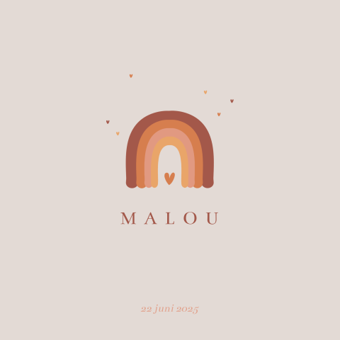 Geboortekaartje baby meisje regenboog terra kleuren