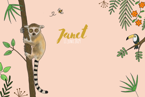 Geboortekaartje meisje jungle maki