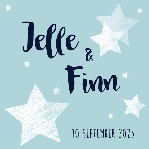 Geboortekaartje tweeling jongens met sterren