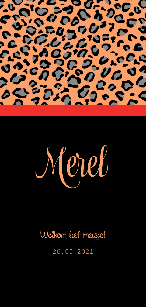 Hip geboortekaartje panterprint meisje