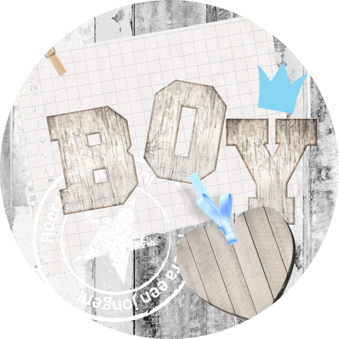 Sluitzegel met houten letters boy