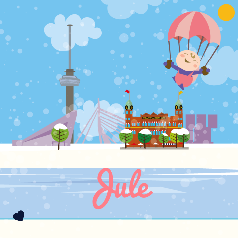 Winter geboortekaartje skyline rotterdam meisje