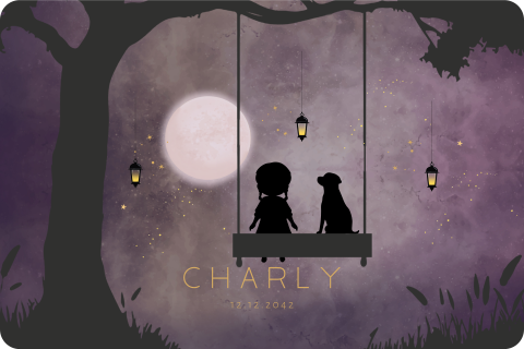 Memorybox winterliefde silhouet meisje op schommel met maan