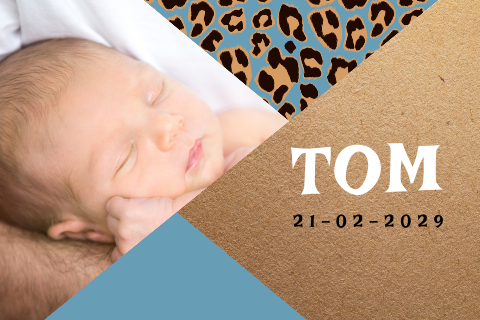 Geboortekaartje vlakken luipaardprint jongen