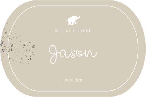 Ovaal geboortekaartje jongen met olifant