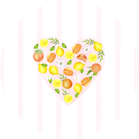 Sluitsticker zegel hartje geboorte meisje citroen sinaasappels