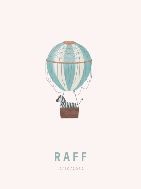 Poster met zebra in luchtballon