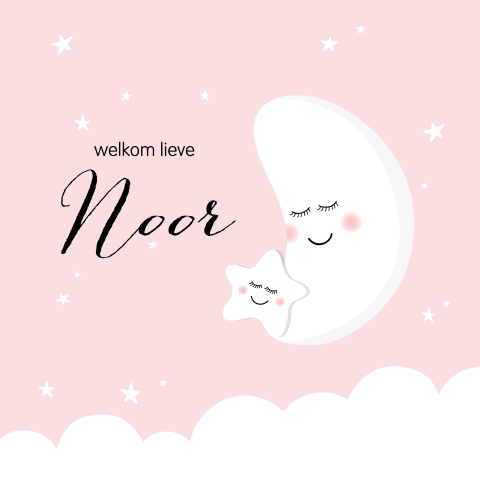 Geboortekaartje maan voor meisje