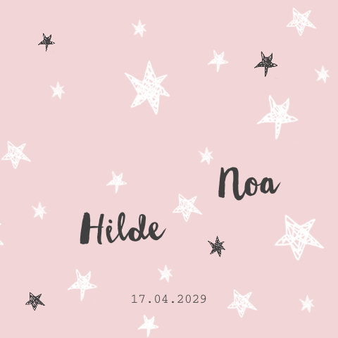 Lief meisjes tweeling geboortekaartje met sterretjes