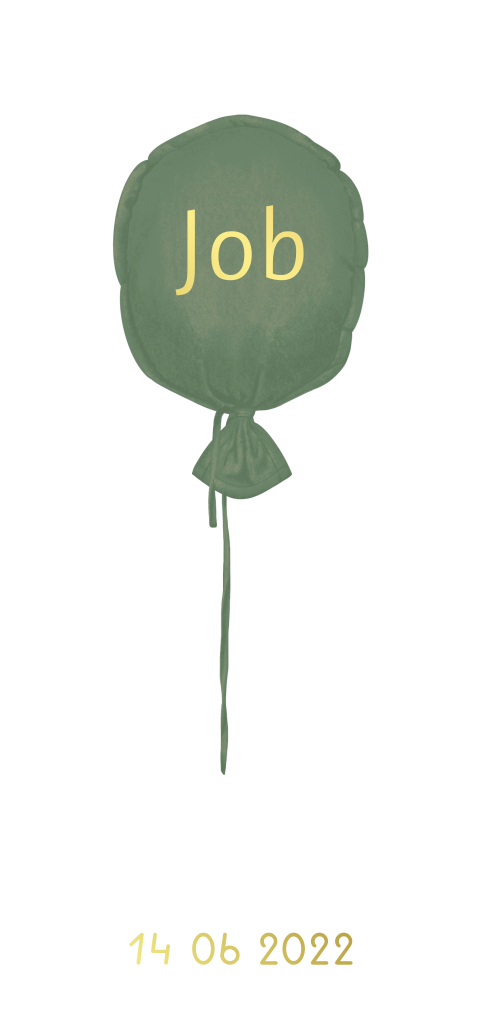 Geboortekaartje jongen groene ballon en goudfolie