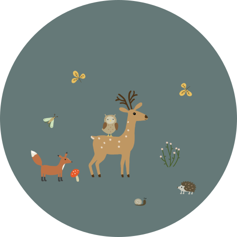Donkergroene sluitsticker met bosdieren