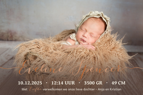 Foto geboortekaart folie meisje met eigen foto's