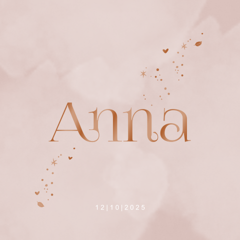 Een roze kraamborrelkaartje met sterretjes