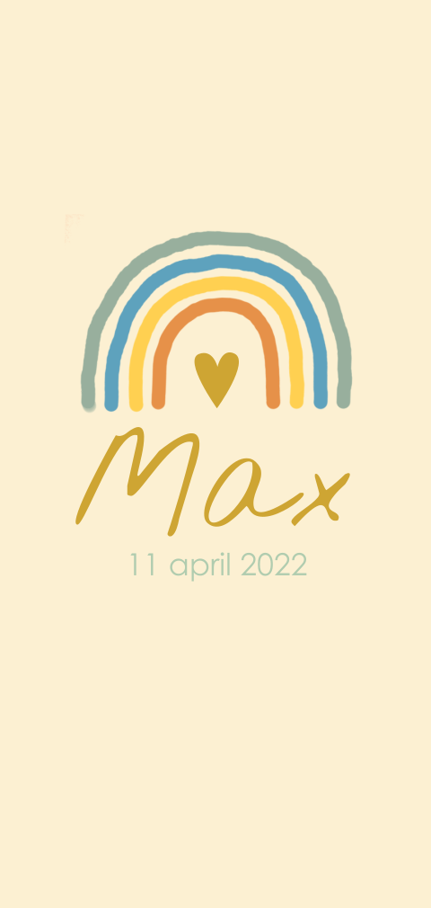 Geboortekaartje jongen regenboog hart