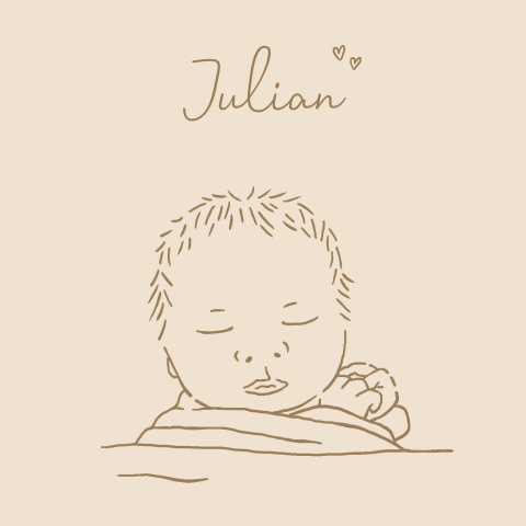 Geboortekaartje jongen baby lijntekening