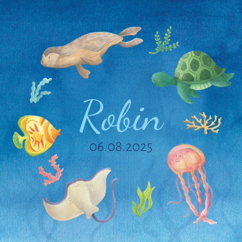 Geboortekaartje lieve zeedieren