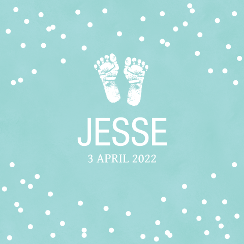 Geboortekaartje voor jongen afdruk van voetjes