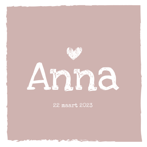 Hip geboortekaartje oud roze