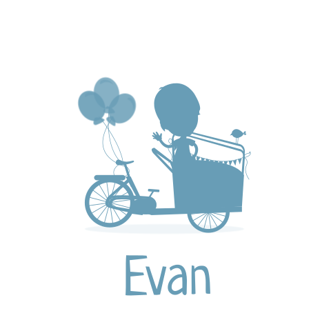 Geboortekaartje silhouet bakfiets voor een jongen