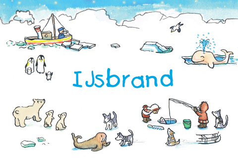 Geboortekaartje Jongen, winter, sneeuw, pooldieren en eskimo's