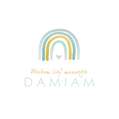 Geboortekaartje baby jongen regenboog