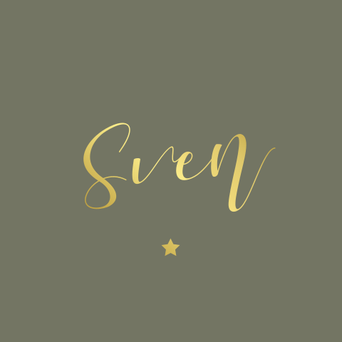 Minimalistisch groen geboortekaartje jongen met foliedruk