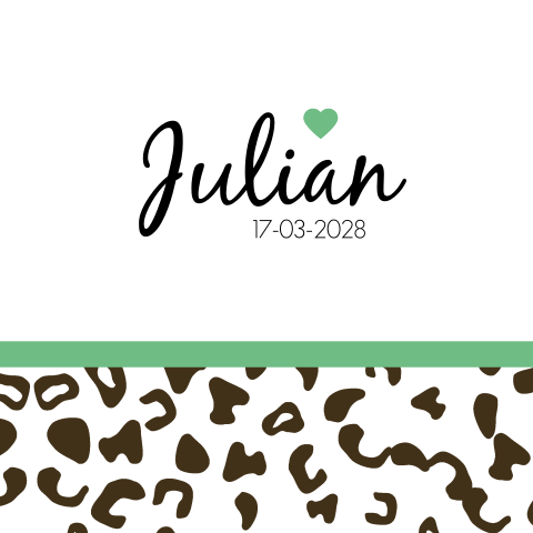 Hip geboortekaartje met panterprint