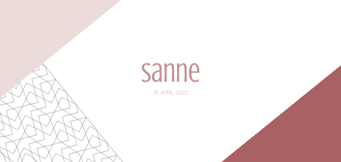 Langwerpig geometrisch geboortekaartje meisje met trendkleur