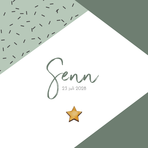 Geboortekaartje jongen met confetti en echt houten sterretje