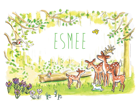 Poster op canvas met hertjes in het bos