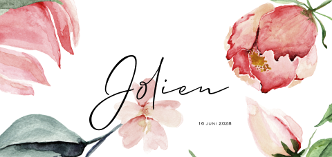 Meisjes geboortekaartje prachtige waterverf bloemen