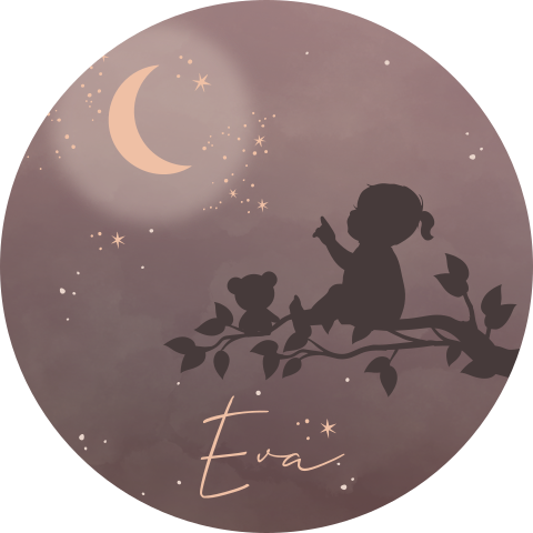 Raamsticker winterliefde silhouet meisje op een tak met maan