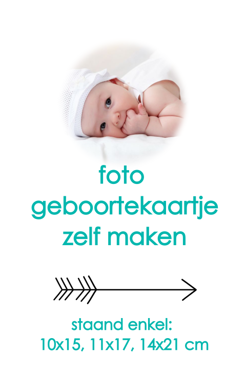 Enkel staand foto geboortekaartje