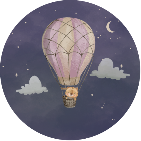Muursticker winterliefde met luchtballon en tijgertje