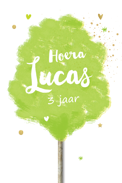 Hippe uitnodiging jongen 3 jaar groene suikerspin