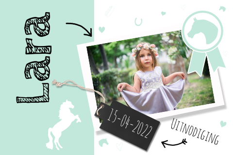 Uitnodiging kinderfeestje - Foto en paarden