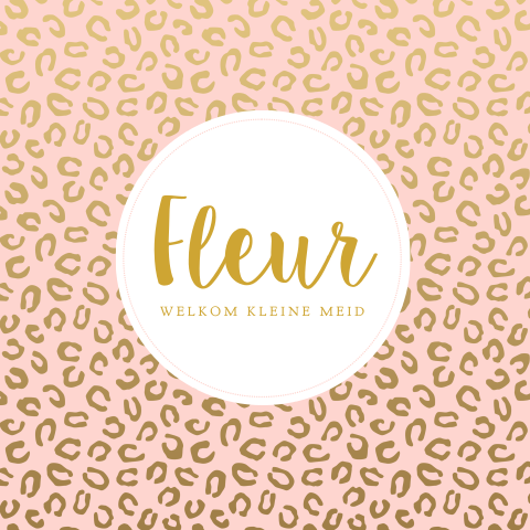 Geboortekaartje meisje met goudkleurige tijgerprint