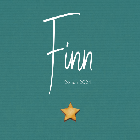 Modern geboortekaartje jongen met echt houten sterretje