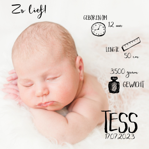 Hip geboortekaartje met foto