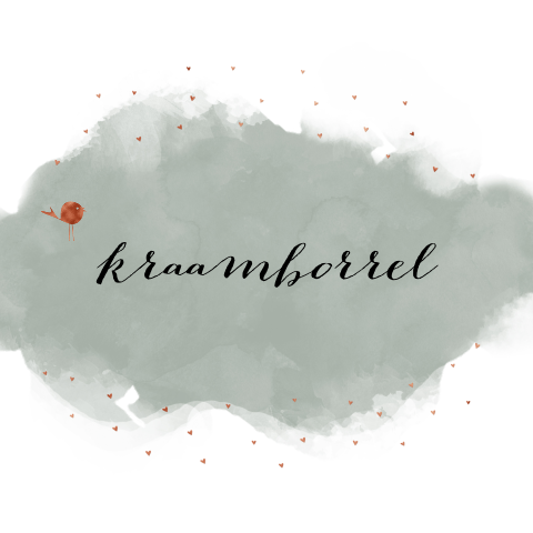 Uitnodiging kraamborrel groen watercolor
