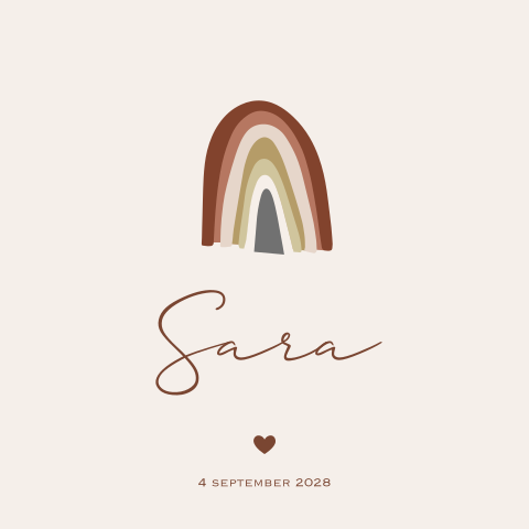 Geboorte kaartje hip voor een meisje met regenboog