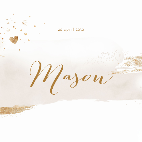 Canvasposter met beige watercolor en goud kleur