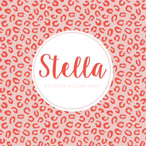 Geboortekaartje meisje met rood kleurige tijgerprint