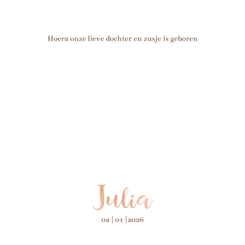 Winterse geboortekaartje meisje met zusje, wiegje en huisdieren