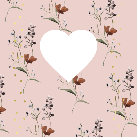 Bloemen geboortekaartje meisje met uitgestanst hart