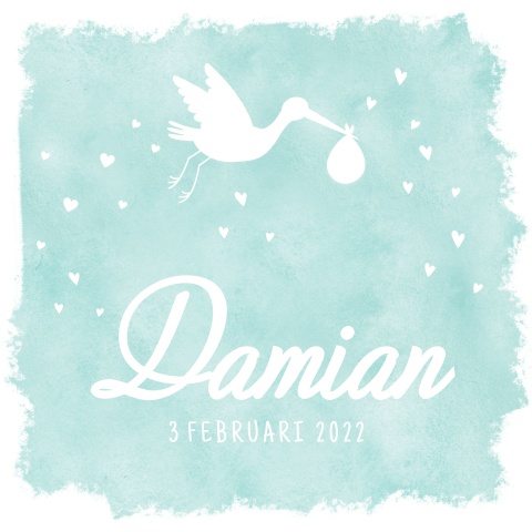Geboortekaartje met watercolour voor jongen