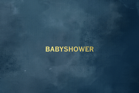 Hippe en minimalistische blauwe babyshower uitnodiging