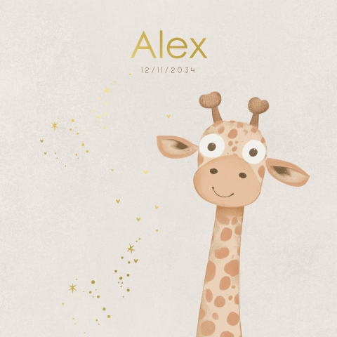 Beige kraamborrelkaartje met giraffe